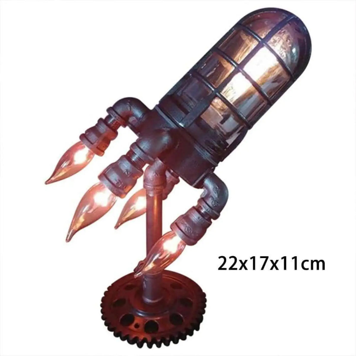 Lampe Steampunk En Forme De Fusée Avec Effet Flamme