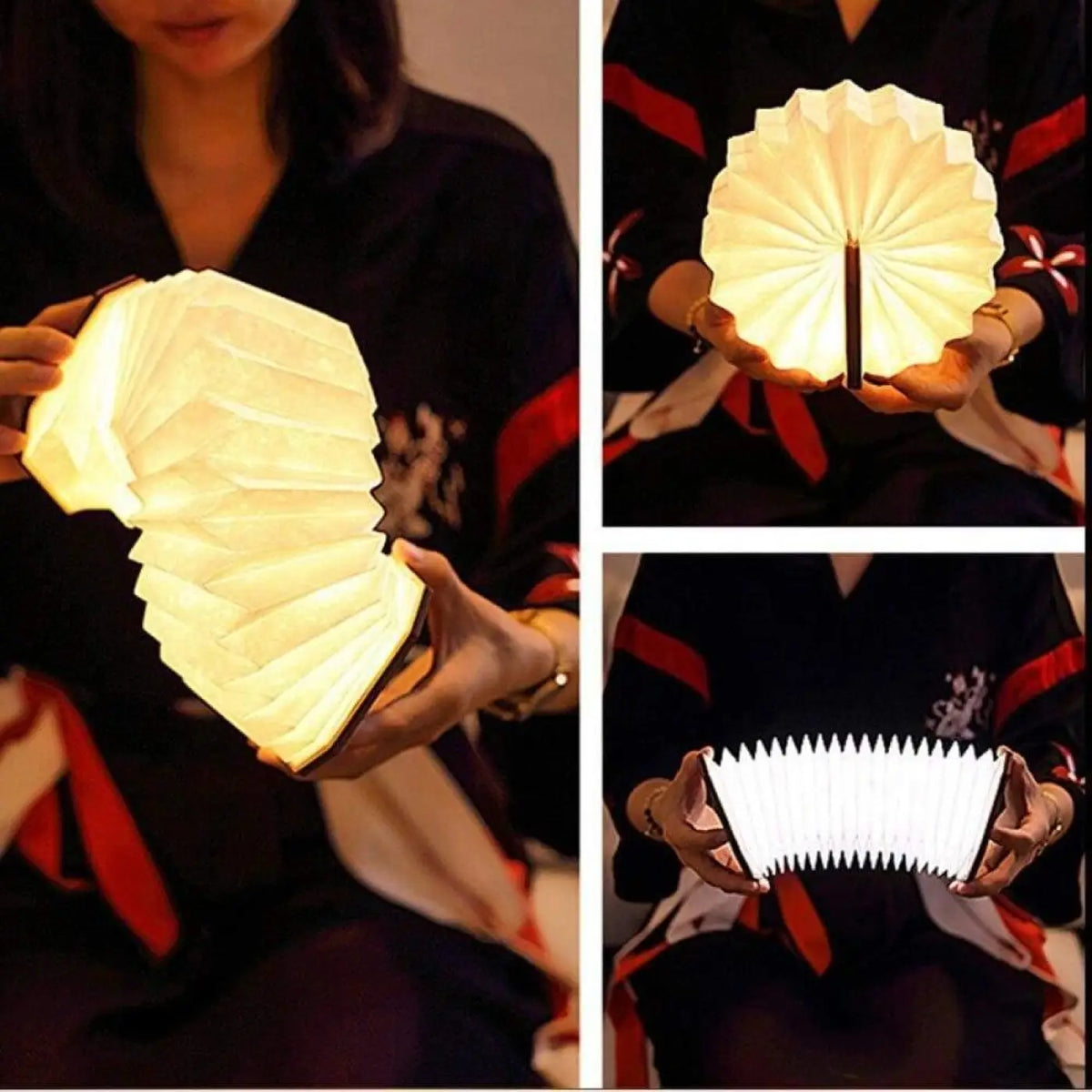 Lampe Accordéon Blanche en Bois au Style Original