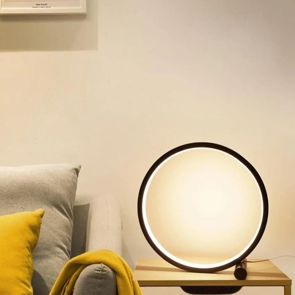 Lampe De Chevet Ronde En Aluminium Blanc Et Noir
