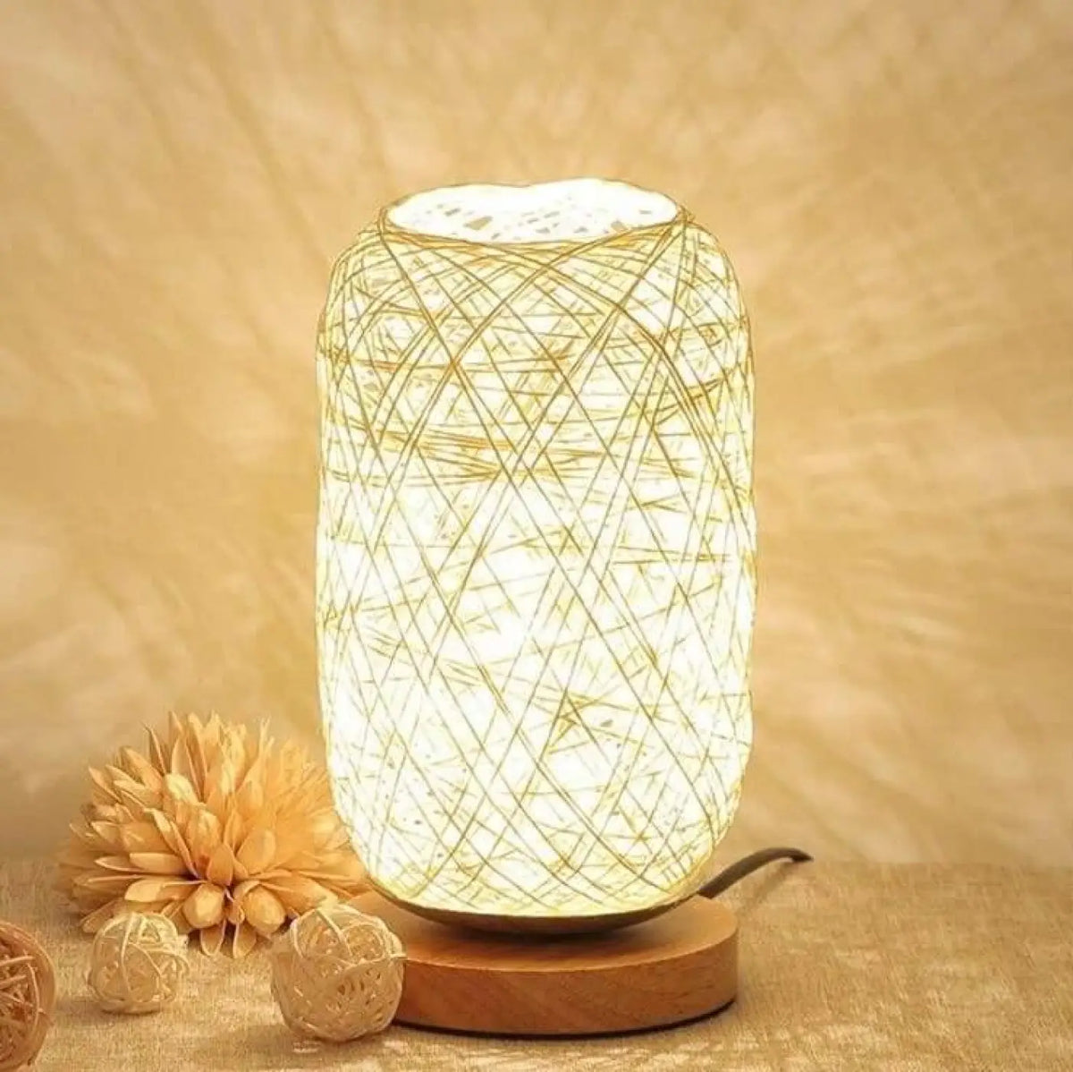 Lampe Rotin A Poser En Rotin Tressé Et Bois